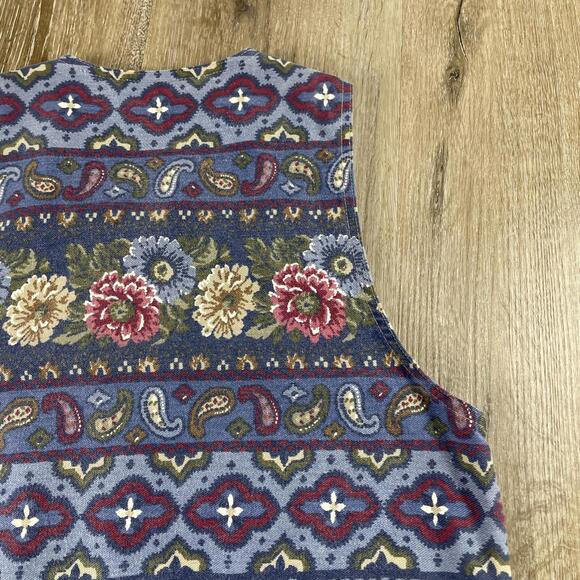 Vintage 70's Vivaldi Jeanswear Floral Paisley Denim Vest Women's M USA Made - Picture 14 of 14